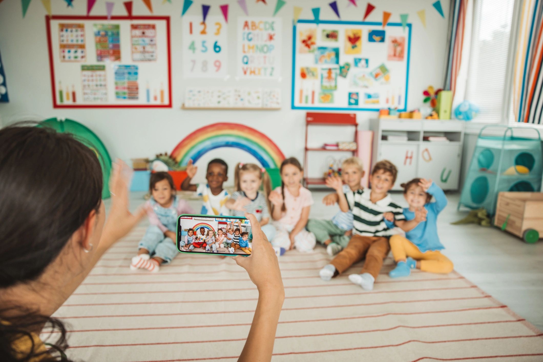 Students participating in a creative classroom activity